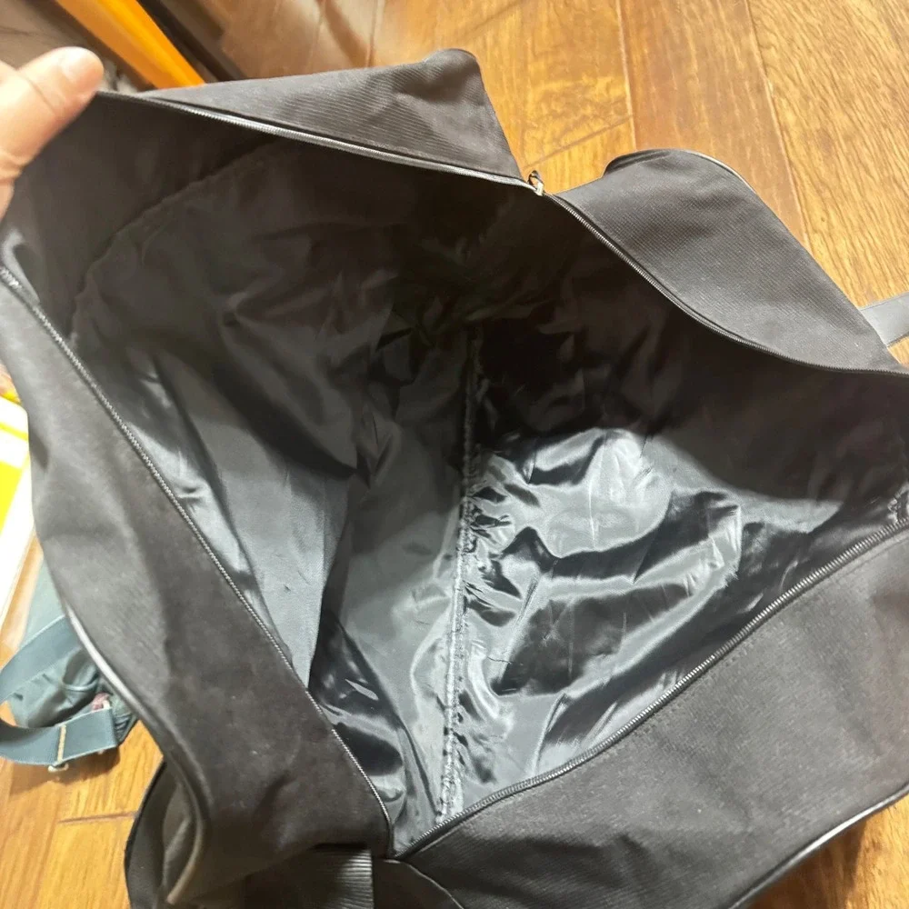 Y2K Calvin Klein Black Canvas Duffle Bag Travel Weekender‎ Gym Bag w Logo Patch